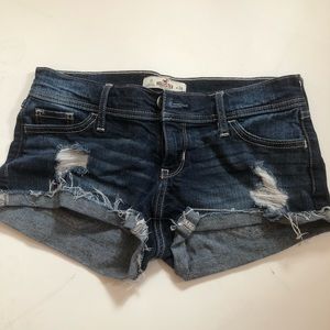 hollister dark wash ripped denim shorts